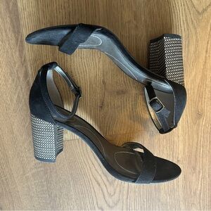 Bandolino Black and Silver Block Heel Sandals